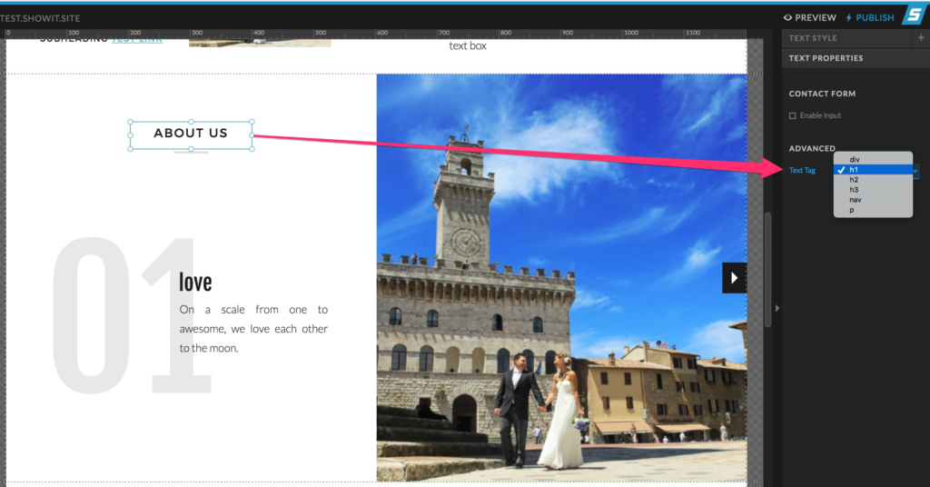 Change_Text_Tag - Showit