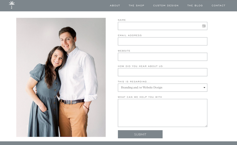 daveyandkrista.com - Showit great contact form for website